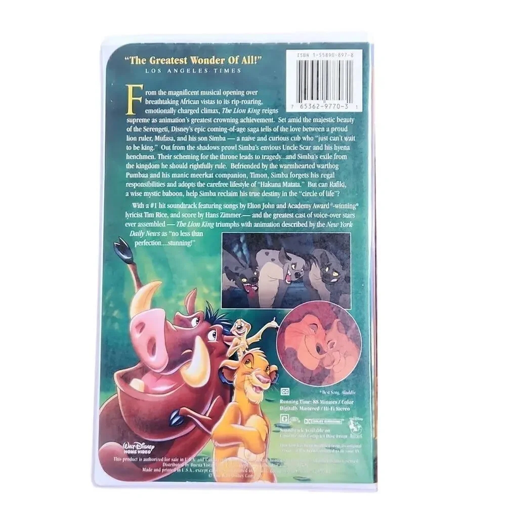 Walt Disney Masterpiece,The Lion King VHS tape Family Home Entertainment